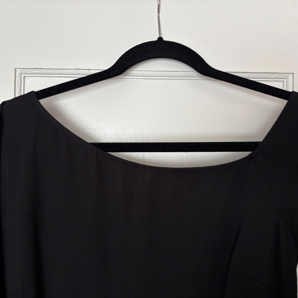 Black Dress with Asymmetrical Neckline